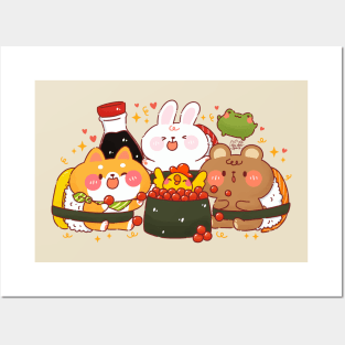 Cute Sushi Animals Posters and Art